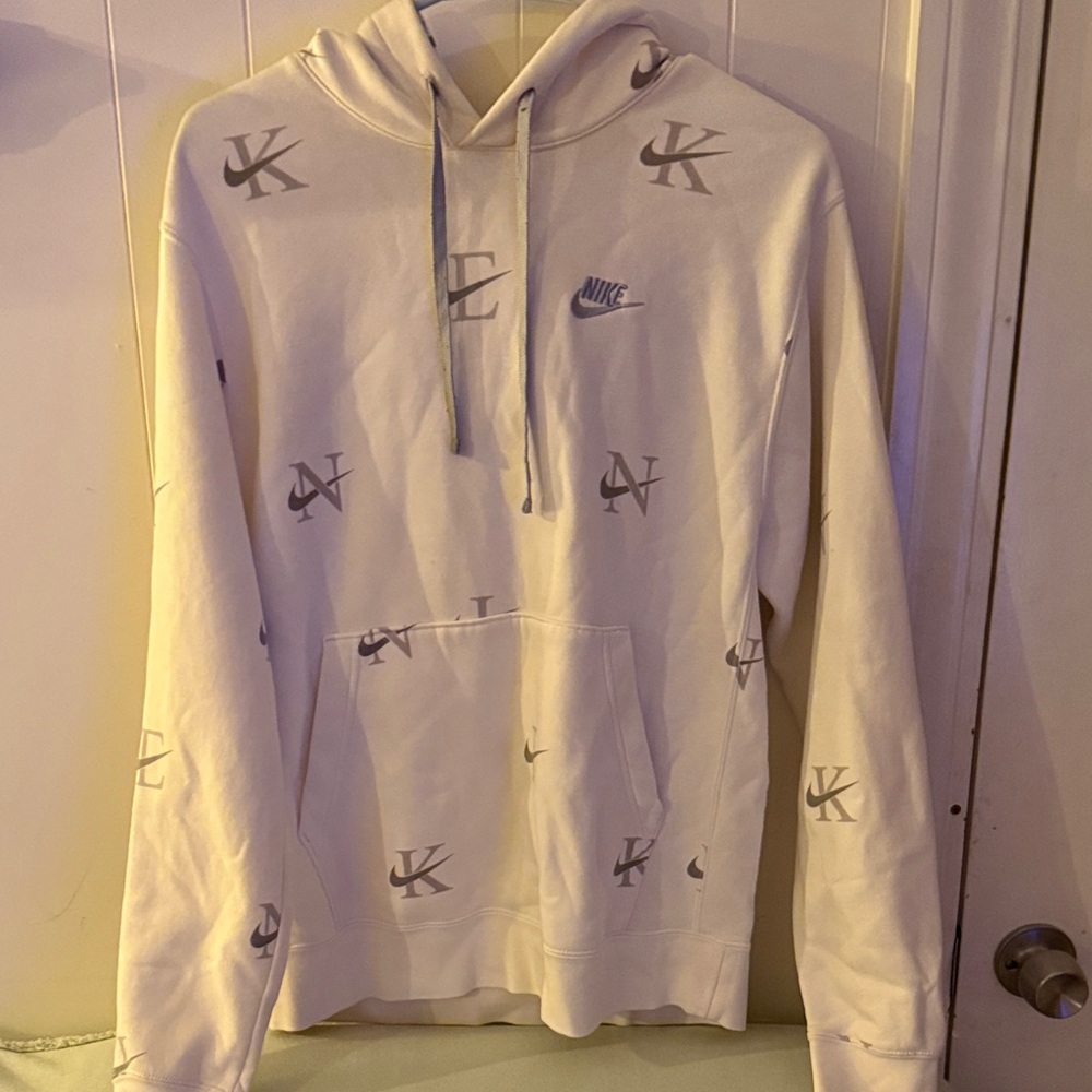 Nike Men’s Cream Hoodie with Gray Logo Prints